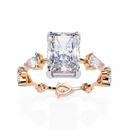 Radiant Cut Lab Diamond Engagement Ring with Pear Accents - view 3