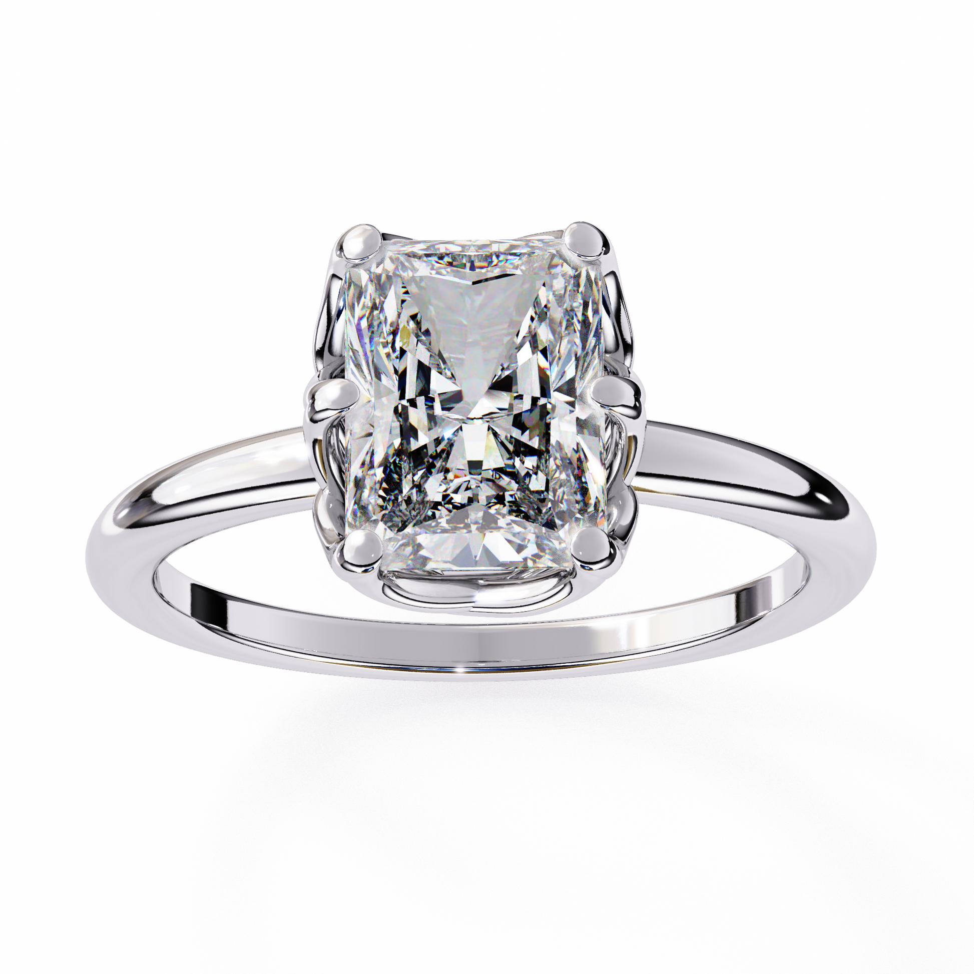 Diamond ring with a rectangular cut gemstone 