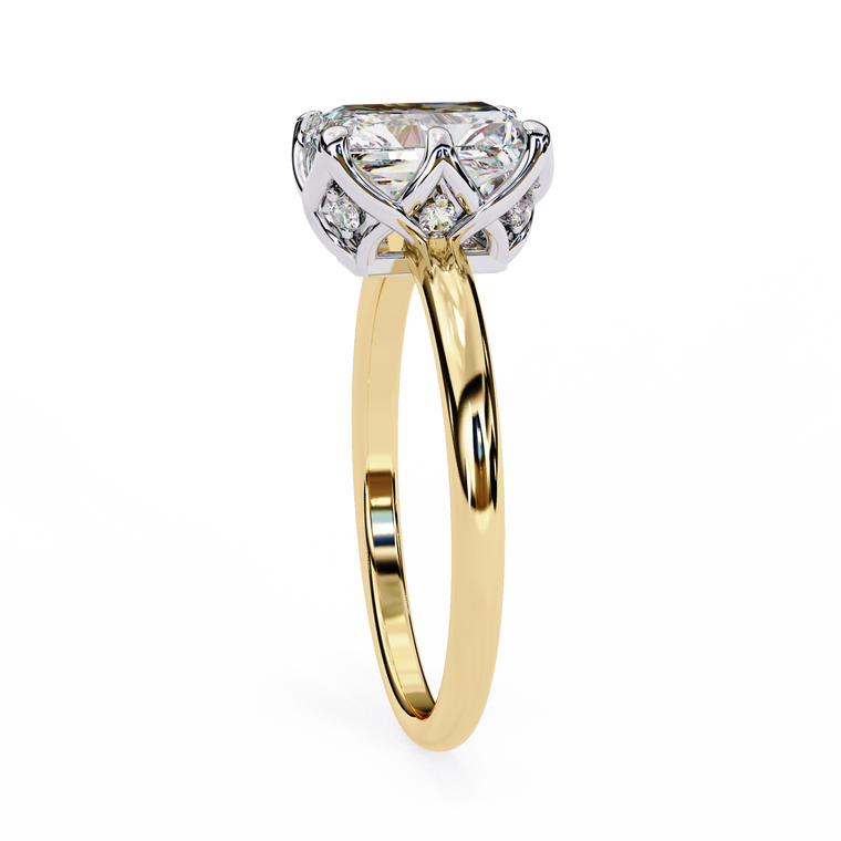 Hidden Halo Radiant Cut Moissanite Solitaire Ring - view 2