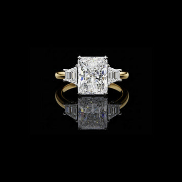 Lab Grown Radiant Wedding Ring With Trapezoid Side Stones