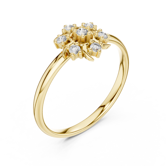 0.072 TCW Starburst Ring Adorned with Radiant Moissanite Diamond A Dazzling Artistry