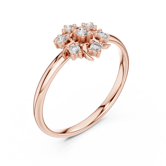 Round Cut Lab Diamond Floral Cluster Ring - view 3