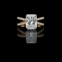 3.00 CT Trendy & Timeless Radiant Cut Moissanite Diamond Ring with Vintage Pave Double Band
