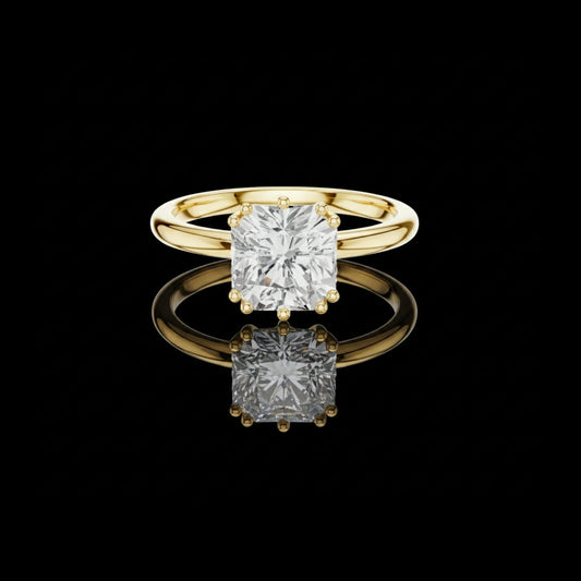 2.00 CT Aura Eight Prong Radiant Cut Solitaire Moissanite Diamond Ring For Stillness
