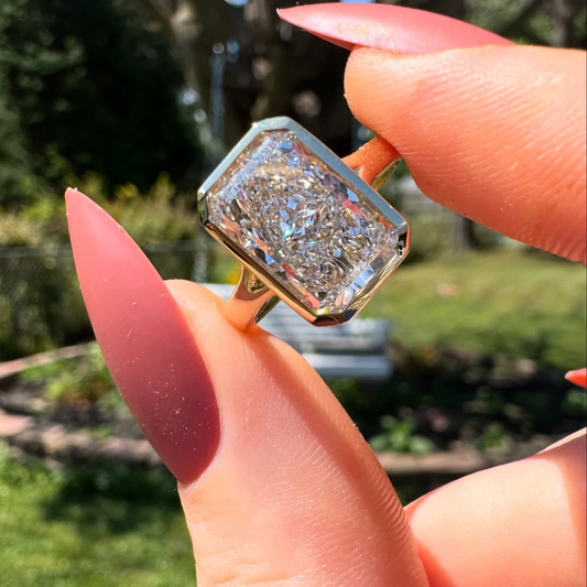 2.30 TCW Luxurious Radiant Cut Bezel Set Lab Grown Diamond Minimalist Statement Engagement Ring