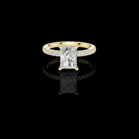 3 CT Stunning Radiant Moissanite Diamond Ring with Pave Set Band and Marquise Cut Accents