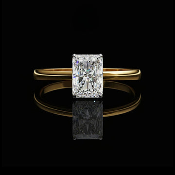 2.00 CT Premium Radiant Cut Moissanite Diamond Engagement Ring with Sleek Gold Setting