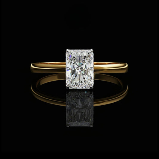 2.94 TCW Premium Radiant Cut Moissanite Diamond Engagement Ring with Sleek Gold Setting