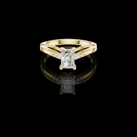 2.00 CT Sparkling Radiant Cut Moissanite Diamond Ring with Split Shank Band and Pave Accent Stones
