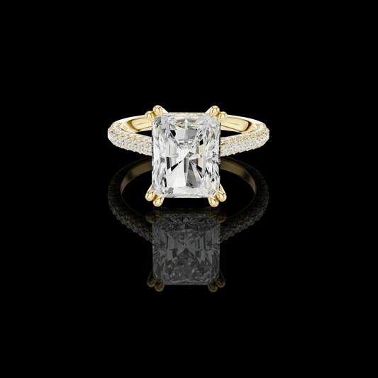4.00 CT Luxury Radiant Cut Lab Grown Diamond with Pave Side Stones Luxury Cathedral Setting Bridal Ring