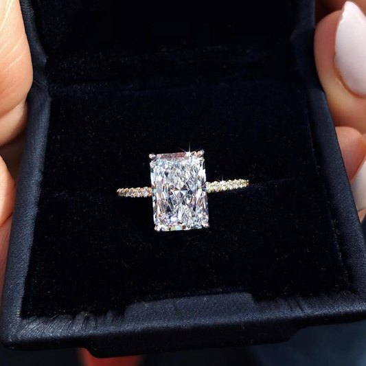 3.50 CT Dazzling Radiant Moissanite Diamond with Pave Band Luxury Engagement Ring Fine Jewelry