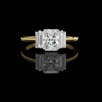 Lab Grown Radiant Cut Diamond Engagement Ring With Baguette Side Stone