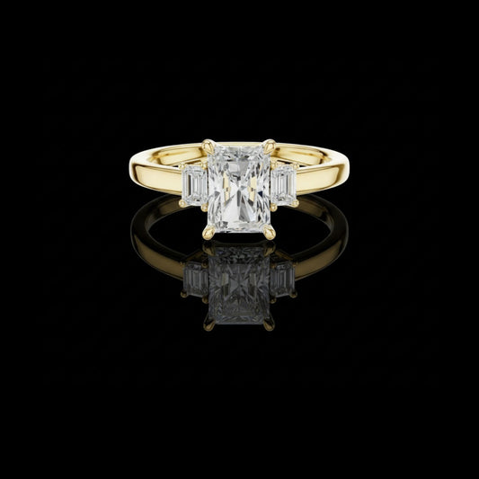 1.35 CT Dazzling Moissanite Radiant Cut Diamond Ring For Warm Echo