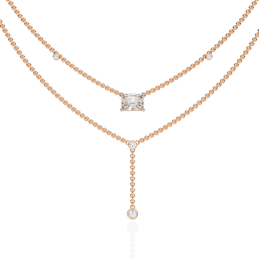 Double Layer East West Radiant Y Drop Necklace - view 2