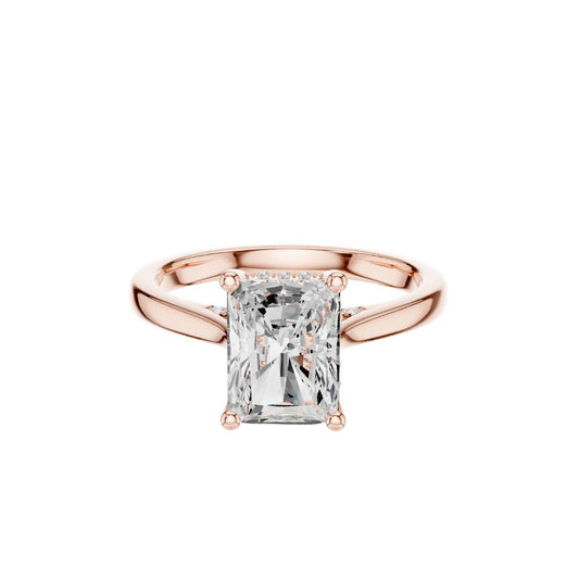 2.47 CT Delicate Radiant Cut Lab Grown Diamond Solitaire Engagement Ring in Polished Gold