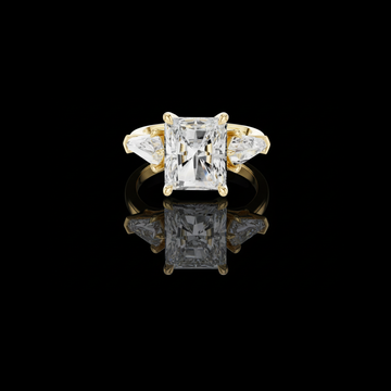 3.50 CT Exquisite Radiant Cut Moissanite Diamond Three Stone Ring with Kite Shape Side Stones