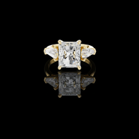 3.50 CT Exquisite Radiant Cut Lab Grown Diamond Three Stone Ring with Kite Shape Side Stones