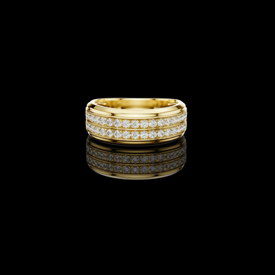 Round Cut Lab Grown Diamond Men's Two Row Eternity Wedding Band