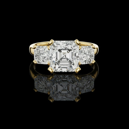 3.00 CT Precious Moissanite Asscher Cut Diamond Ring For Special Day