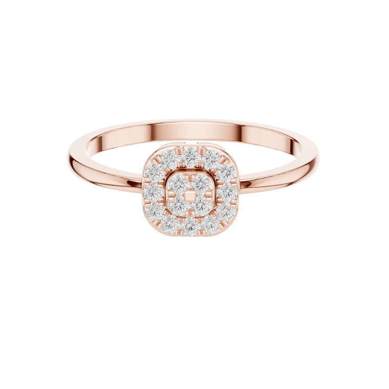 Round Lab Diamond With Halo Cluster Delicate Ring - view 2