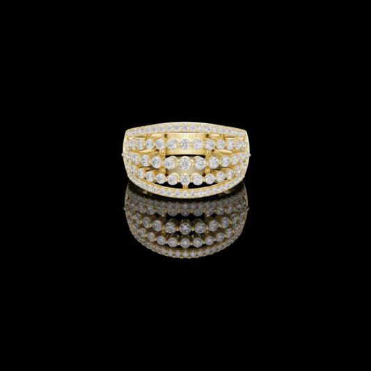 0.83 TCW Multi Layered Moissanite Diamond Band with Brilliant Round Cut Diamond Ring