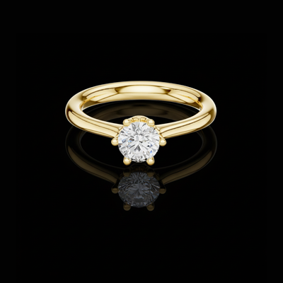 Round Cut Lab Diamond Delicate Solitaire Engagement Ring