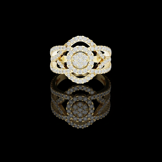 2.00 TCW Opulent Halo Moissanite Diamond Cluster Ring with Intricate Split Shank Design