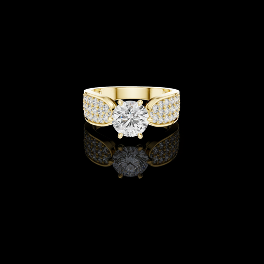 1.00 CT Crest Round Brilliant Lab Grown Diamond Ring with Pavé Set Shoulders