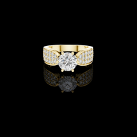2.00 CT Crest Round Brilliant Lab Grown Diamond Ring with Pavé Set Shoulders