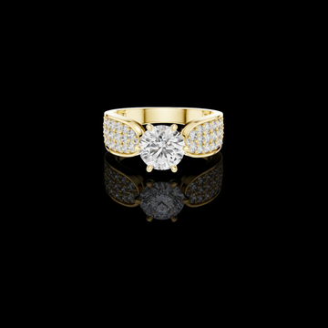 2.00 CT Crest Round Brilliant Lab Grown Diamond Ring with Pavé Set Shoulders
