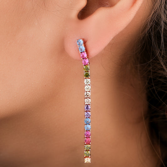 Luxury rainbow sapphire oval stud earrings by Ivevar