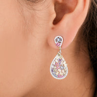 Luxury Chandelier Earrings with Rainbow Natural Sapphires Diamonds By Ivevar