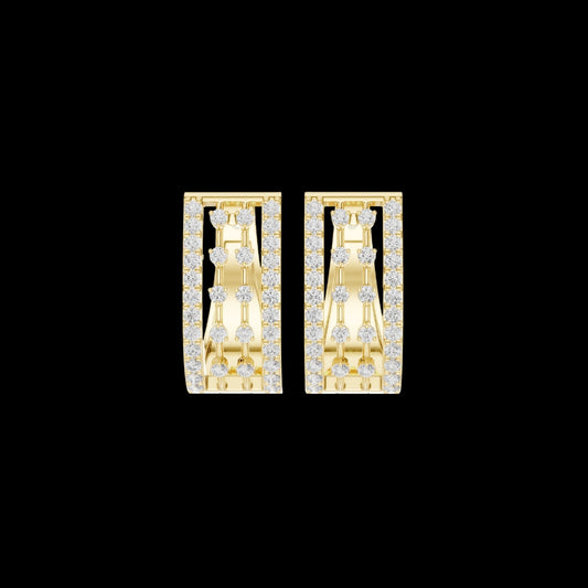 0.54 TCW Modern Rectangular Moissanite Diamond Drop Earring with Multi-Row Pave Detailing For Her