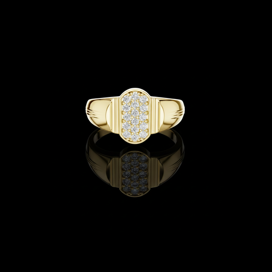 0.30 TCW Classic Round Moissanite Diamond Rectangular Pave Set Cluster Design Statement Ring