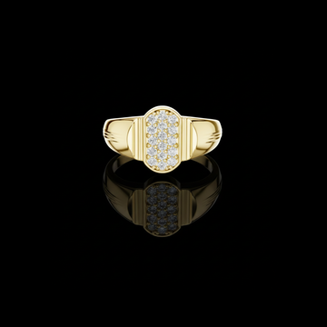 0.30 TCW Classic Round Lab Grown Diamond Rectangular Pave Set Cluster Design Statement Ring