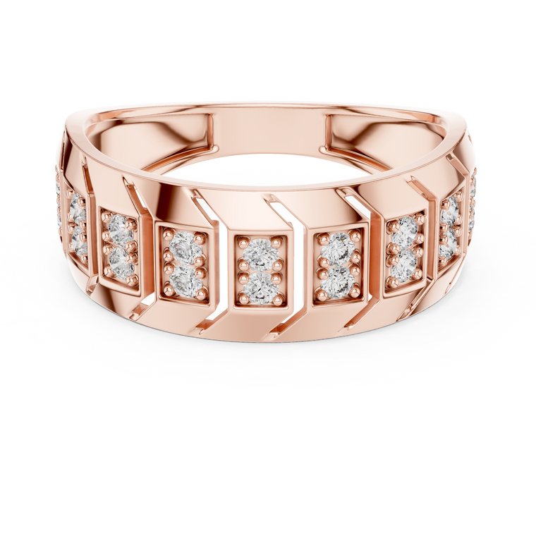 Round Cut Lab Grown Diamond Men's Chevron Edge Geometric Statement Ring - view 2