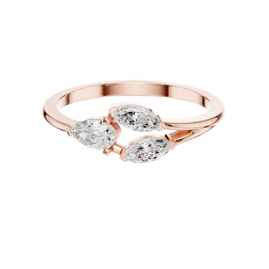 Pear And Double Marquise Lab Diamond Band Ring - view 2