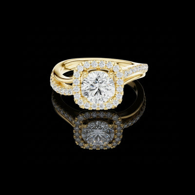 Round Halo Split Shank Lab Grown Diamond Ring