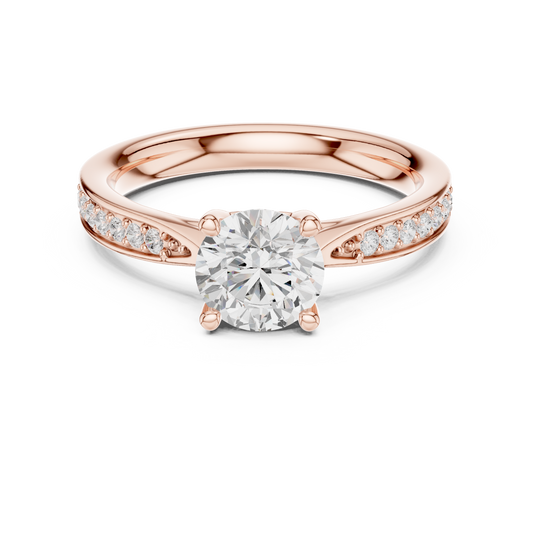 1.16 CT Classic Round Cut Solitaire Engagement Ring with Pave Moissanite Diamond Band For Her