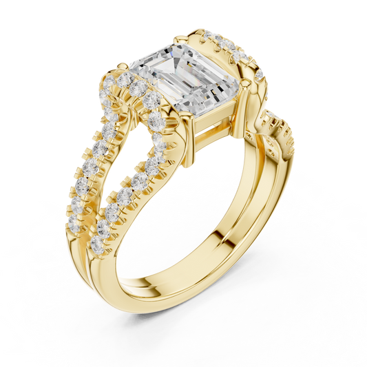 Emerald Cut Men's Architectural Pave Frame Wedding Ring - view 4