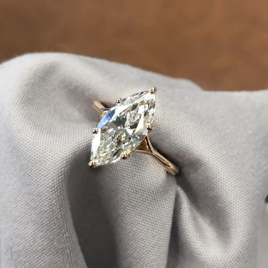 Minimal Marquise Cut Lab Diamond Solitaire Engagement Ring - view 3