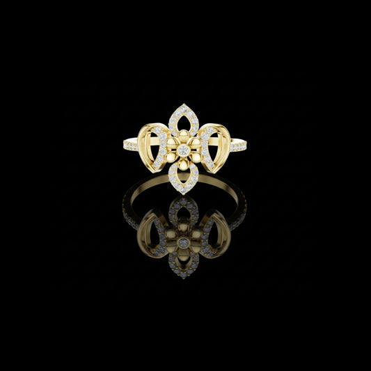 0.26 TCW Iconic Lab Grown Round Cut Floral Diamond Ring with Symmetrical Petal Design
