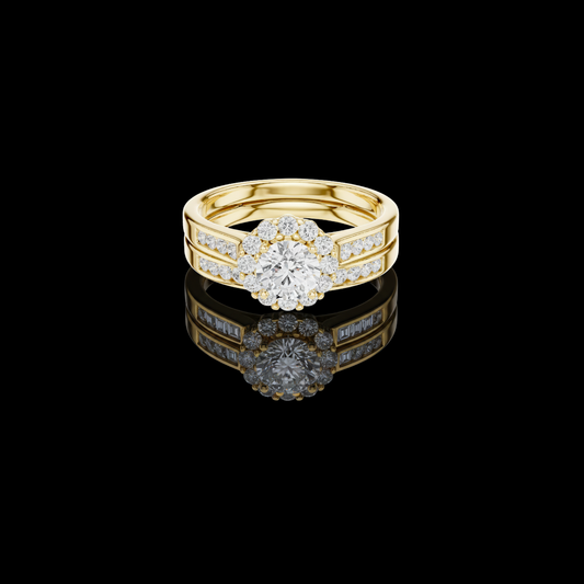 0.65 CT Regal Crest Double Band Halo Lab Grown Diamond Ring with Pavé Accents