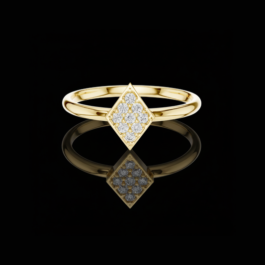 0.07 TCW Radiant Moissanite Diamond Cluster Geometric Ring Dainty Rhombus Shape Fine Jewelry For Gift