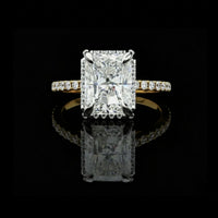 3.03 CT A Symphony of Light Radiant Lab Grown Diamond Centerpiece with a Pave Set Gold Band