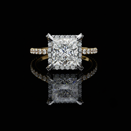 2.20 CT Princess-Cut Halo Moissanite Diamond Engagement Ring Luxury Sparkle Design by Ivevar Luxury