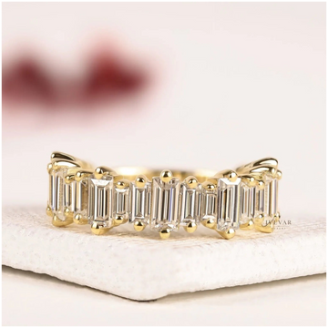 Emerald Cut Moissanite Diamond Eternity Wedding Stacking Band