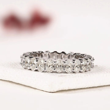 Oval Cut Moissanite Diamond Wedding Eternity Band