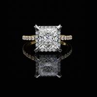 2.00CT Princess Cut Halo Moissanite Diamond Engagement Ring Luxury Sparkle Design by Ivevar Luxury