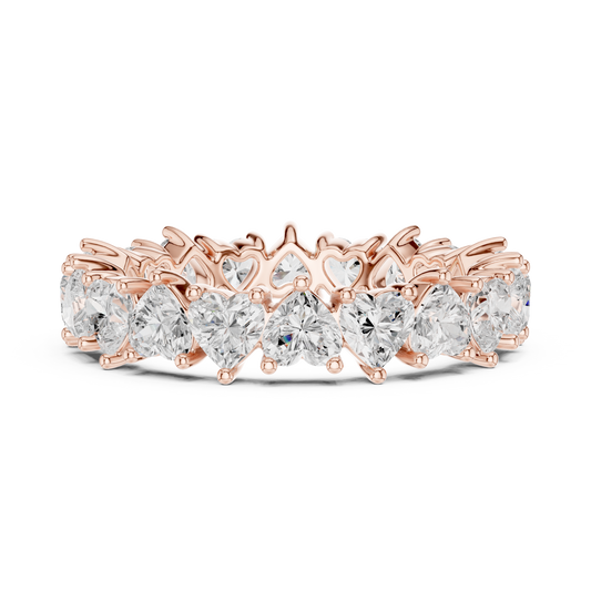 Pave Setting Heart Cut Lab Diamond Eternity Wedding Band - view 2